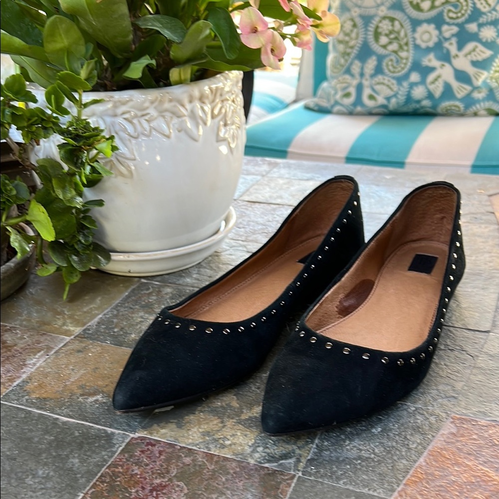 FRYE Black Studded Flats 8.5